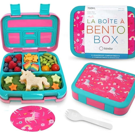 Unicorn Bento Lunch Box for Girls Toddlers, 5 Port