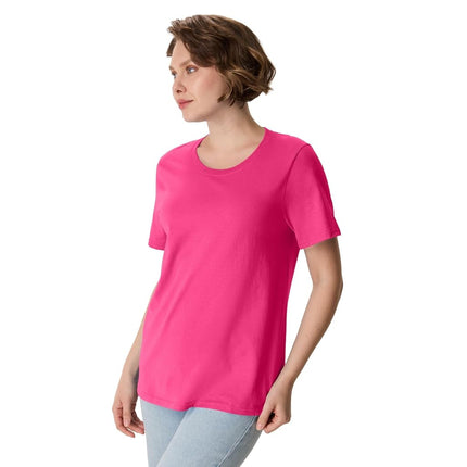 Hanes Women's Perfect-T Crewneck T-Shirt, Lightweight Cotton Short Sleeve Tee for Women, Amaranth, S