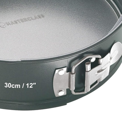 MasterClass 30 cm Springform Cake Tin for Baking with Loose Base and PFOA, Non Stick, Robust 1 mm Carbon Steel, 12 Inch Extra Large Round Pan, Grey