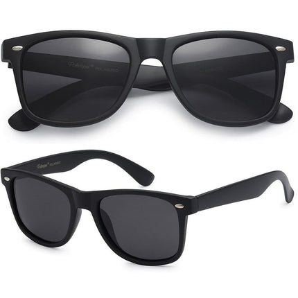PolarSpex Gafas de sol polarizadas para hombres y mujeres – Protección UV, retro, duraderas y ligeras, para conducir, pescar, color negro mate | Humo, L