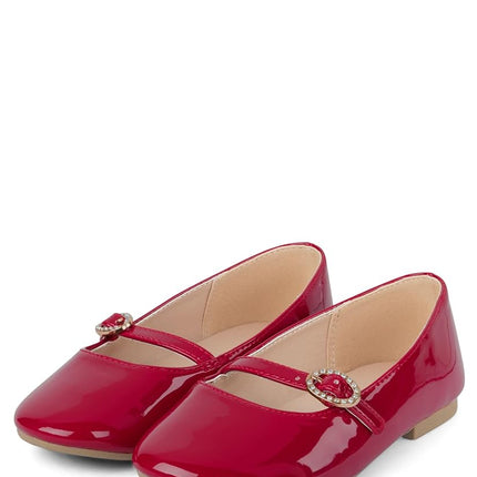 Gymboree Girl's Toddler Dressy Ballet Flat, Apple Red, 2 Wide Big Kid