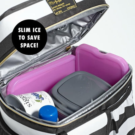 Cool Coolers de Fit + Fresh, paquete de 8 unidades de bloques de hielo delgados XL, bloques de hielo reutilizables de congelación rápida que ahorran espacio para loncheras, bolsas de almuerzo o neveras, morado
