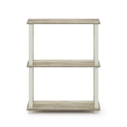 Furinno TURN-S-TUBE 3-Tier Tool-Free Corner Shelf, Sonoma Oak