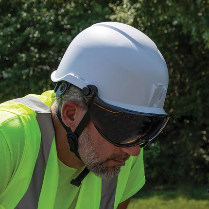 Klein Tools VISORGRAY Gray Visor for Hard Hat and Safety Helmet, Low Profile, Impact Rated, Anti Fog, Scratch Resistant, Flip-Up, UV Protection