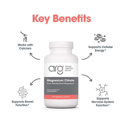 Allergy Research Group Citrate de magnésium 180 gélules végétales
