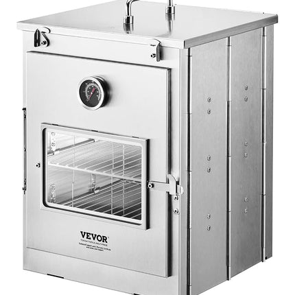 VEVOR Foldable Camping Oven, Stainless Steel Portable Camping Stove, with 3 Tier Grill, Handle and Thermometer, Use with Wood Burning Fire, Propane Stoves, for Baking Bread, Pizza, Outdoor Cooking