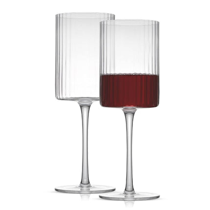 JoyJolt Fluted Wine Glasses – ELLE 17.5oz Red Set 