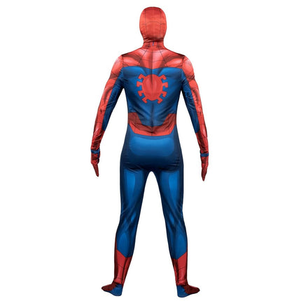 marvel Spider-Man Official Adult Deluxe Zentai Suit - Spandex Jumpsuit with Printed Design and Detachable Spandex Mask with Plastic Eyes