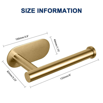 NearMoon Toilet Paper Holder Self Adhesive, Premium Thicken SUS304 Stainless Steel Rustproof Adhesive Toilet Roll Holder no Drilling for Bathroom, Kitchen, Washroom (3 Pack, Brushed Gold)