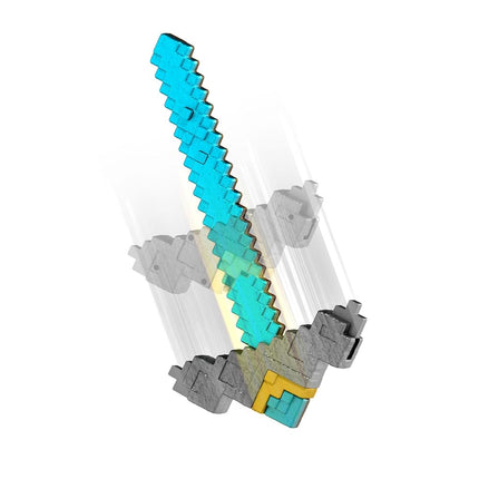 Mattel Minecraft Sword and Pickaxe 2-in-1 Toy, Button-Activated Click and Switch Role-Play Accessory Inspired by A Minecraft Movie, JFR72