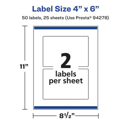 Avery Glossy Clear Rectangle Labels with Sure Feed, 4" x 6", 50 Glossy Clear Labels, Print-to-The-Edge, Laser/Inkjet Printable Labels