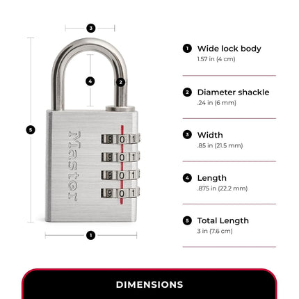 Master Lock 643D Combination Lock, 1-9/16-Inch