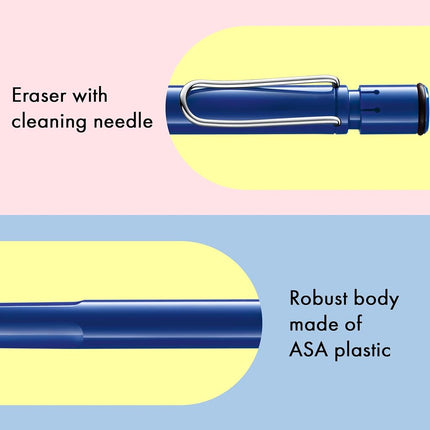 LAMY safari blue - Mechanical Pencil with ergonomic grip & body made of robust ASA plastic - ideal for drawing & writing - including LAMY M 41 fine line refill 0.5 mm & eraser tip