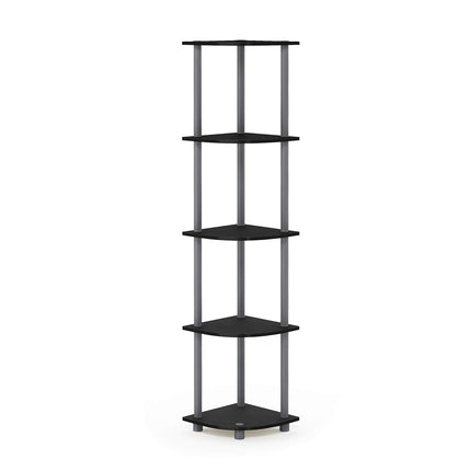 Furinno TURN-N-TUBE 5-Tier Corner Shelf, Bookcase, Black