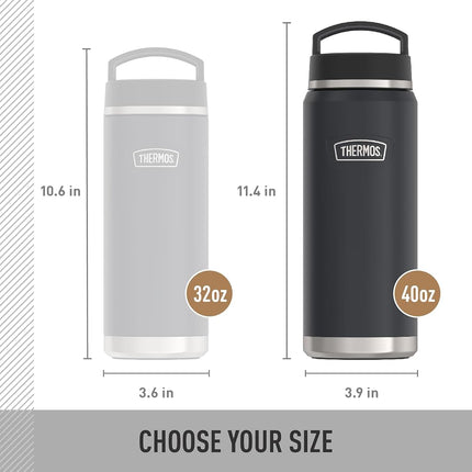 THERMOS ICON Series by Stainless Steel Water Bottle with Screw Top Lid, 40 Ounce, Granite