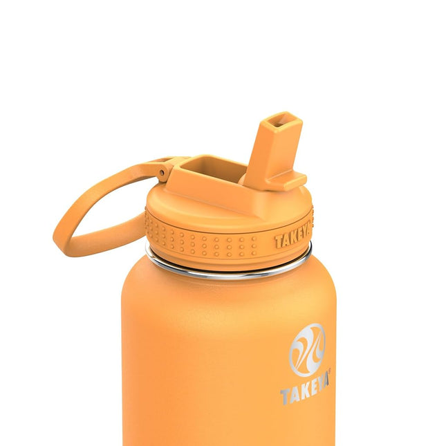 Takeya Actives Water Bottle with Straw Lid - Durable & Easy Care Water Bottle with Stainless Steel Insulation - BPA Free Lid with Carry Handle and Straw
