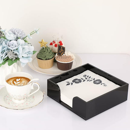 Sumnacon Square Acrylic Napkin Holder - Stylish Black Luncheon Napkin Holders for Dining Table Countertop Kitchen, Decorative Napkin Holder Basket for Picnic Wedding Party Restaurant Office Hotel