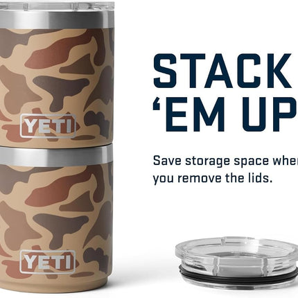 YETI Rambler 10 oz Stackable Lowball 2.0, Vacuum Insulated, Stainless Steel with MagSlider Lid, Wetlands Camo