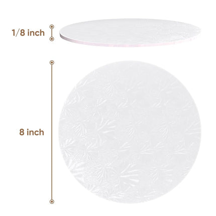 Cakebon Cake Boards - Sturdy 1/8 Thick Drums - 8 Inch Professional Fully Wrapped Edges Black 12-Pack