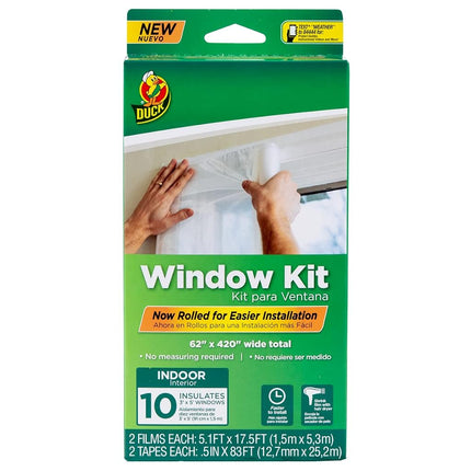 DUCK Brand Rolled Shrink Film Window Kit, Insulates up to 10 Windows, 62 in. x 420 in, Clear (287406)