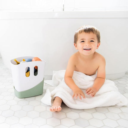 Ubbi Stand Up Bath Toy Storage Organizer, Bath Caddy with Removable Drying Rack Bin for Toddlers and Baby, Sage
