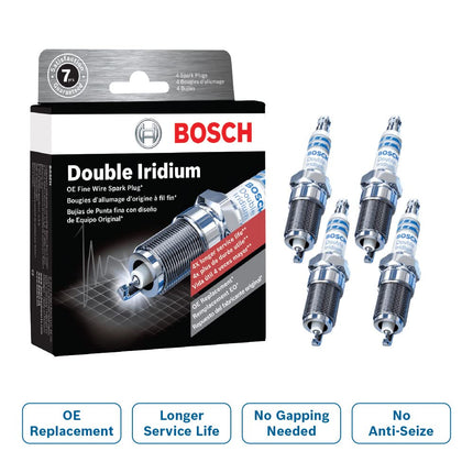 Bosch Automotive 96322-PK Double Iridium Spark Plug, Up to 4X Longer Life (Pack of 4) Ford, Licoln, Mercury and More
