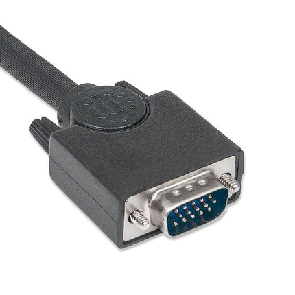 Manhattan SVGA Monitor Cable, HD15, 3m, Male to Male, Compatible with VGA, Fully Shielded, Black, Lifetime Warranty, Polybag