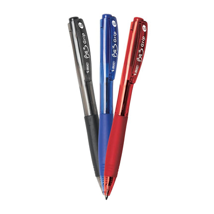 BIC Stylo bille BIC BU3 Grip, Pointe moyenne (1,0 mm), Couleurs assorties, Paquet de 18 par BIC