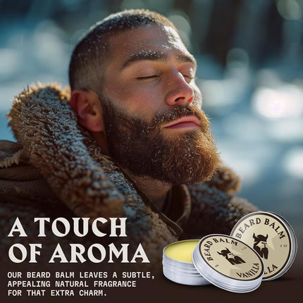 Striking Viking Beard Balm for Men - 2 oz, Pack of 2, Vanilla - Leave in Beard Conditioner - Deep Conditioning, Hydrating Formula with Jojoba Oil & Argan Oil - Flexible Natural Hold for Beard Styling