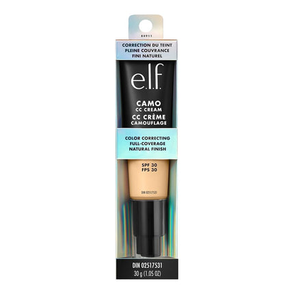 e.l.f. Camo CC Cream, Color Correcting Medium-To-Full Coverage Foundation, Improves Skin Texture & Tone, Vegan & Cruelty-Free, Fair 140 W (Packaging May Vary)
