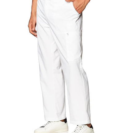 WonderWink 5355SWHITMDS W123 Men's Flat Front Cargo Pocket Pant, White, Short-M Size