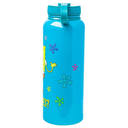 Silver Buffalo Spongebob Squarepants Sup, Fishes? Stainless Steel Water Bottle with Twist Lid, 42 Ounces
