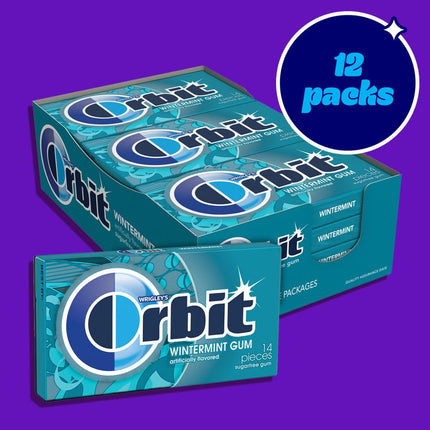 ORBIT Gum Wintermint Sugar-Free Chewing Gum, 12 Packs Bulk, 14 Pieces Each (168 Total)