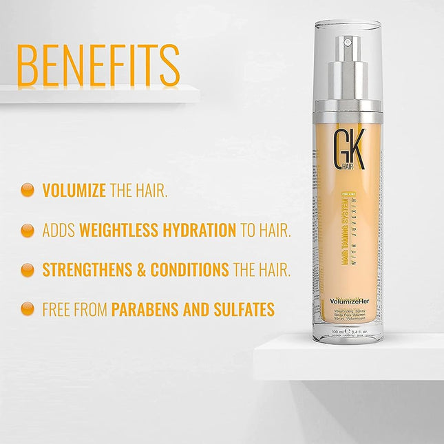 Hair Taming System Volumize Her Spray by Global Keratin for Unisex - 3.4 oz Volumizing Spray