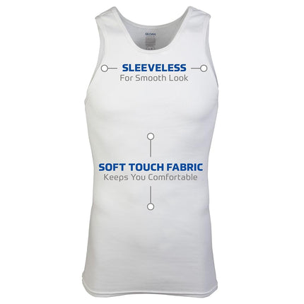 Gildan Men's A-Shirt Tanks, Multipack, Style G1104 Undershirt, White (Pack of 6), M