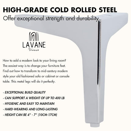 La Vane 5 Inch Diamond Triangle Metal Furniture Legs 4PCS- Heavy Duty Iron