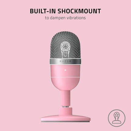 Razer Seiren Mini - USB Condenser Microphone for Streaming (Compact with Supercardioid Polar Pattern, Tiltable Stand, Integrated Shock Absorber) Quartz Pink