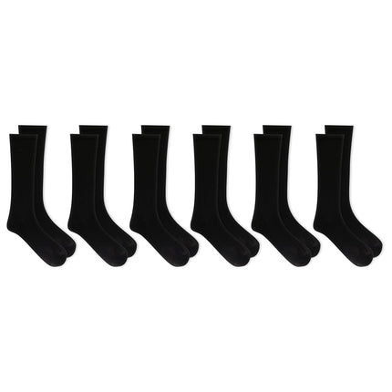 Dr. Scholl's Women's Travel Compression Solid Pattern Knee High Socks 6 Pair Pack, Black, Fits Women's shoe size 7-12