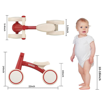 SEREED Baby Balance Bike for 1 Year Old Boys Girls 12-24 Months Toddler Balance Bike, 4 Wheels Toddler First Bike, First Birthday Gifts (Red)