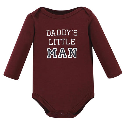 Pañaleros de manga larga de algodón unisex de Hudson Baby, Paquete de 5 de "Boy Daddy", de 6 a 9 meses