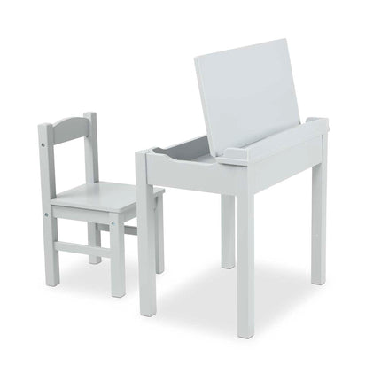 Melissa & Doug – Escritorio y silla infantiles con tapa abatible (muebles infantiles, gris, 2 piezas)