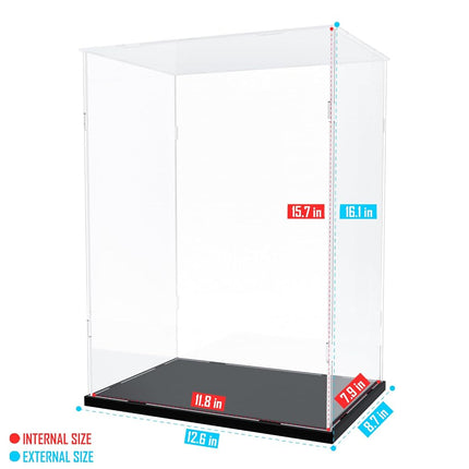 Choowin Acrylic Display Case for Lego 76989 43230 21329 10302 Thickened Clear Acrylic Display Box for Collectibles Countertop Display Case for Action Figures Model Toy Dustproof Showcase(Black Base)