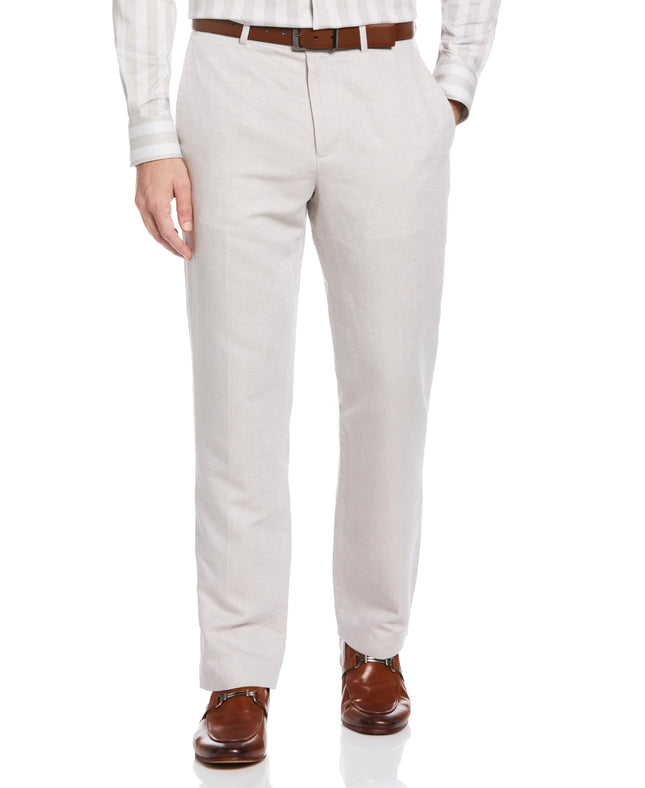 Perry Ellis Mens Modern Fit Linen Blend Pant, Natu