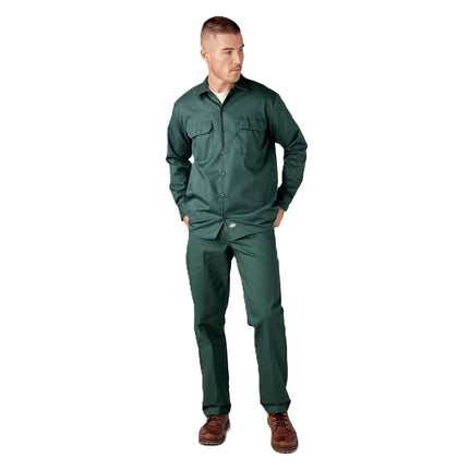 Dickies Men's Long Sleeve Work Shirt, Hunter Green, Medium