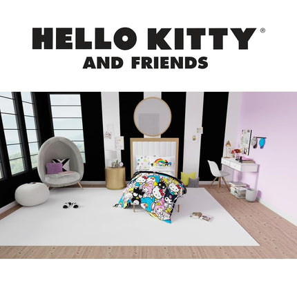 Franco Collectibles Sanrio Hello Kitty & Friends Bedding 5 Piece Super Soft Comforter and Sheet Set with Sham, Twin, (100% Official Licensed Product)