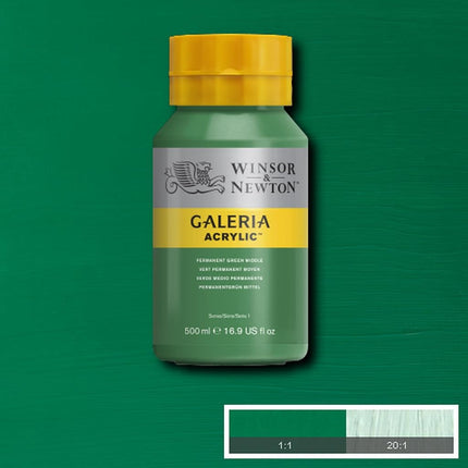 Winsor & Newton, Galeria Acrylic, Permanent Green Middle, 500ml