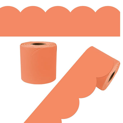 Carson Dellosa 65Ft of Orange Bulletin Board Borders, 1 Roll of Scalloped Trim for Rolling Whiteboard, Cork and Posterboard, Party, Halloween, Office Decorations, and Classroom Decor