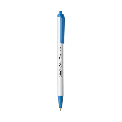 Bic Clic Stic Retractable Ball Pen, Medium Point (1.0mm), Blue, 12-Count