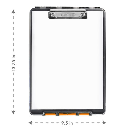 Dexas 5717-804 Clearview Clipcase Dry Erase Clipboard, ABS PP SAN Alloy Steel, Orange