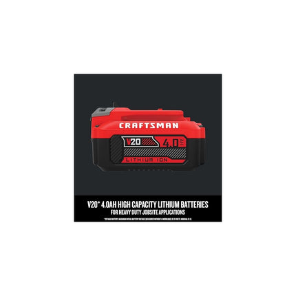 CRAFTSMAN V20 Lithium Ion Battery, 4.0-Amp Hour, 2 Pack (CMCB204-2)